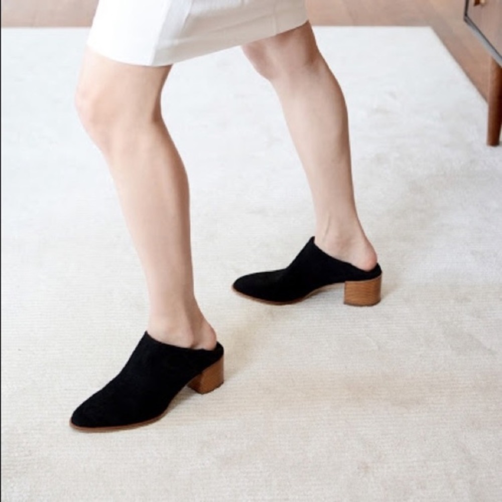 Everlane Suede Heel Mules Black Size 9.5